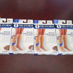 FOUR (4) PAIRS! Truform Medical Compression Stockings Socks Medium Beige New
